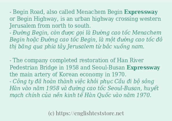 Cách sử dụng và câu ví dụ của từ expressway