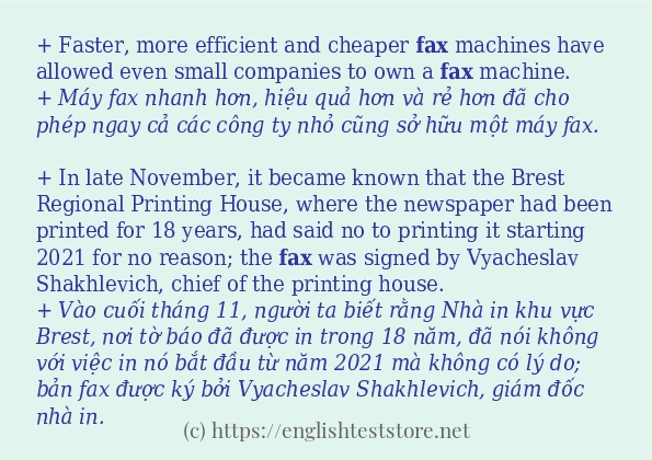 Cách sử dụng và câu ví dụ của từ fax