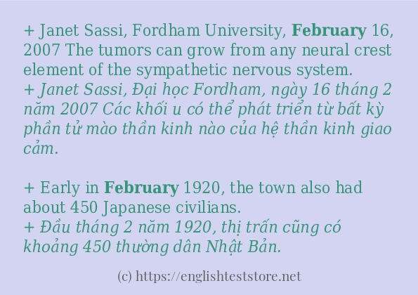 Cách sử dụng và câu ví dụ của từ february