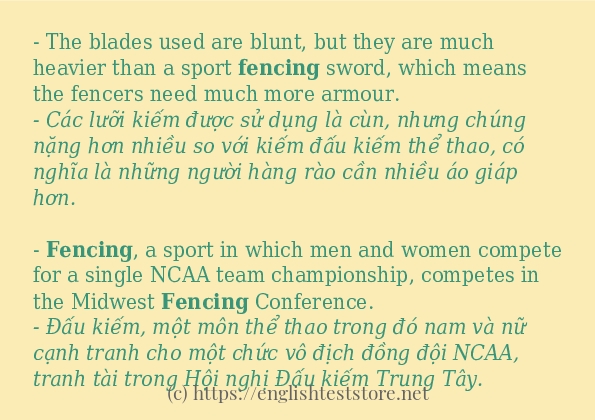 Cách sử dụng và câu ví dụ của từ fencing Cách sử dụng và câu ví dụ của từ fencing