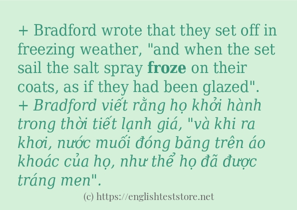 Cách sử dụng và câu ví dụ của từ froze