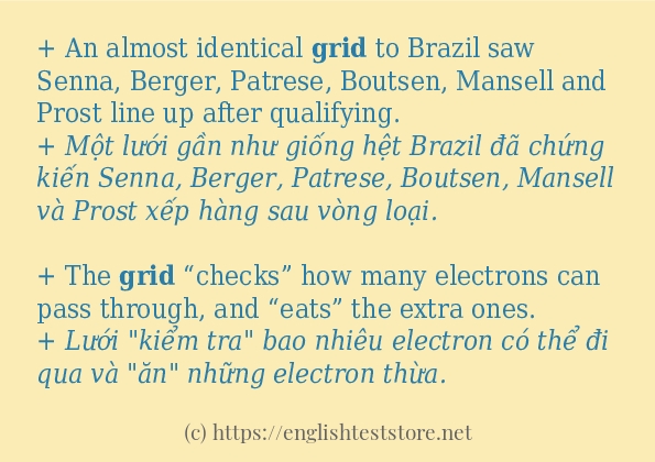 Cách sử dụng và câu ví dụ của từ grid