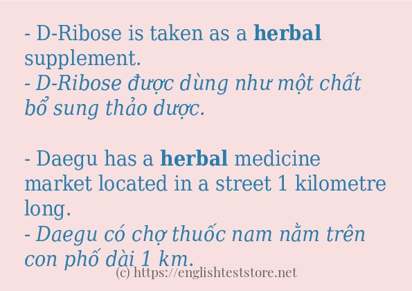 Cách sử dụng và câu ví dụ của từ herbal