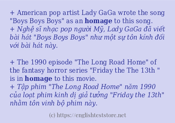 Cách sử dụng và câu ví dụ của từ homage