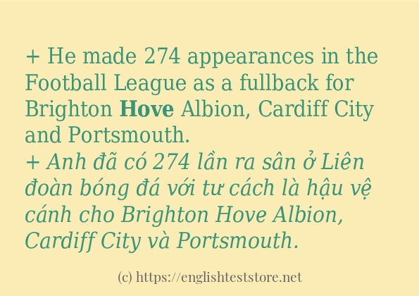 Cách sử dụng và câu ví dụ của từ hove