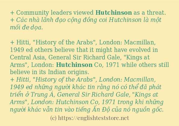 Cách sử dụng và câu ví dụ của từ hutchinson