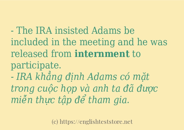 Cách sử dụng và câu ví dụ của từ internment