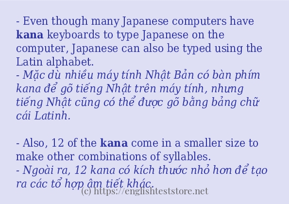 Cách sử dụng và câu ví dụ của từ kana