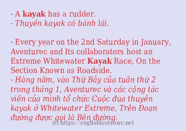 Cách sử dụng và câu ví dụ của từ kayak