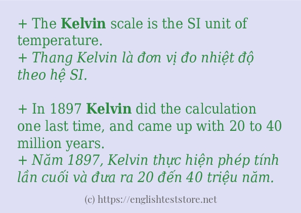 Cách sử dụng và câu ví dụ của từ kelvin