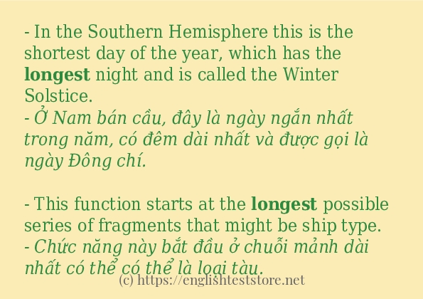 Cách sử dụng và câu ví dụ của từ longest
