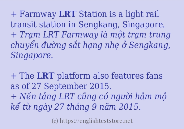 Cách sử dụng và câu ví dụ của từ lrt