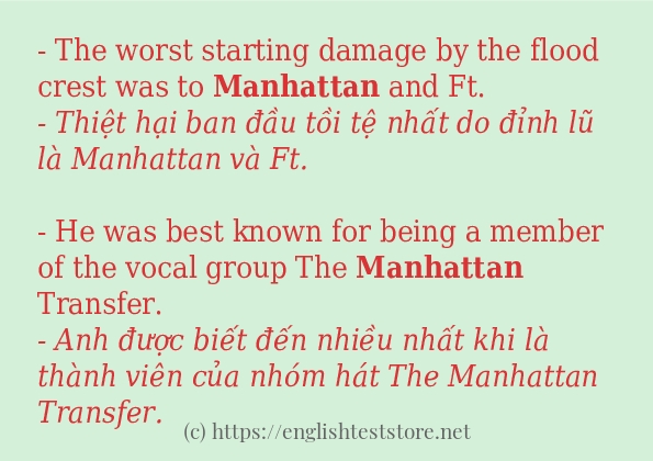 Cách sử dụng và câu ví dụ của từ manhattan