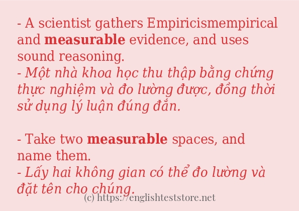 Cách sử dụng và câu ví dụ của từ measurable