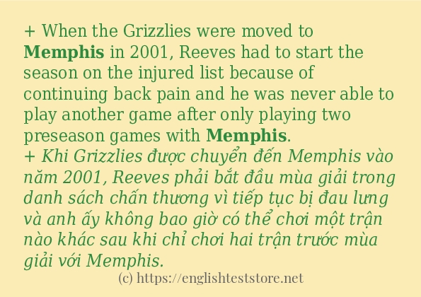 Cách sử dụng và câu ví dụ của từ memphis