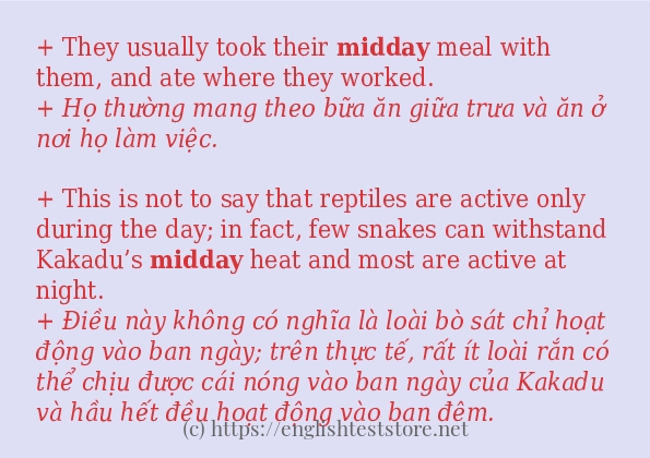 Cách sử dụng và câu ví dụ của từ midday