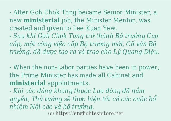 Cách sử dụng và câu ví dụ của từ ministerial