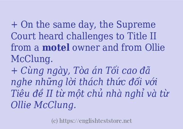 Cách sử dụng và câu ví dụ của từ motel