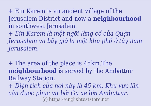 Cách sử dụng và câu ví dụ của từ neighbourhood