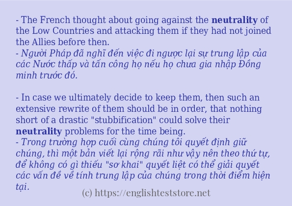 Cách sử dụng và câu ví dụ của từ neutrality