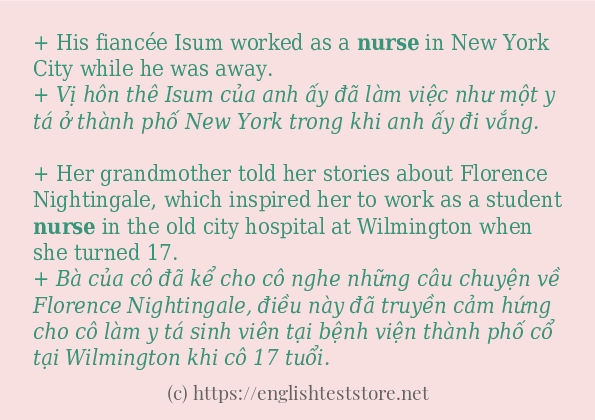 Cách sử dụng và câu ví dụ của từ nurse Cách sử dụng và câu ví dụ của từ nurse