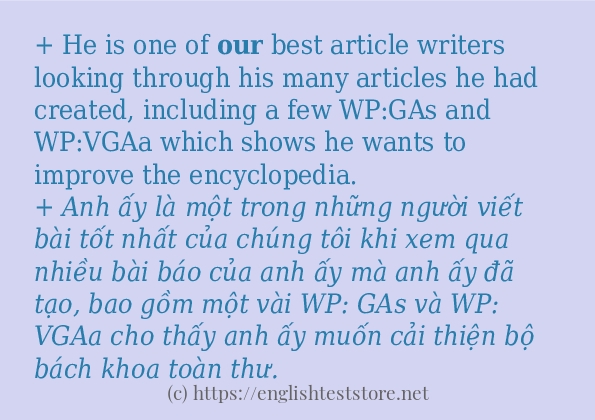 Cách sử dụng và câu ví dụ của từ our