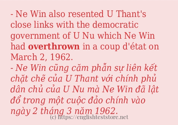 Cách sử dụng và câu ví dụ của từ overthrown
