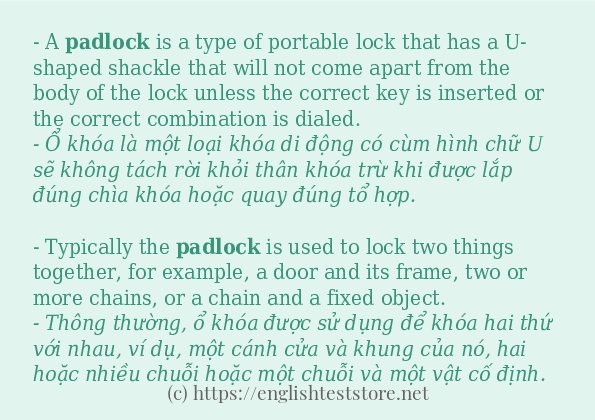 Cách sử dụng và câu ví dụ của từ padlock