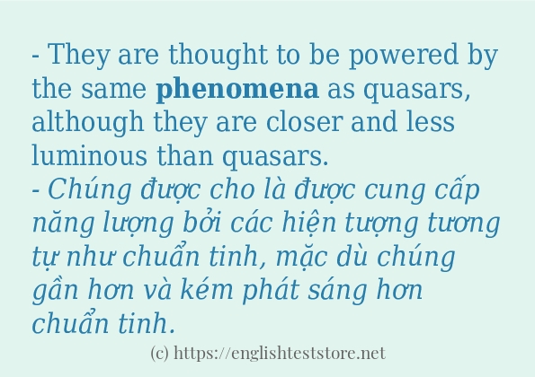 Cách sử dụng và câu ví dụ của từ phenomena