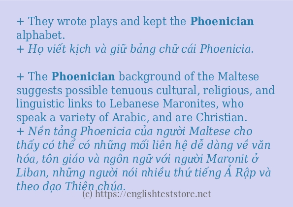 Cách sử dụng và câu ví dụ của từ phoenician