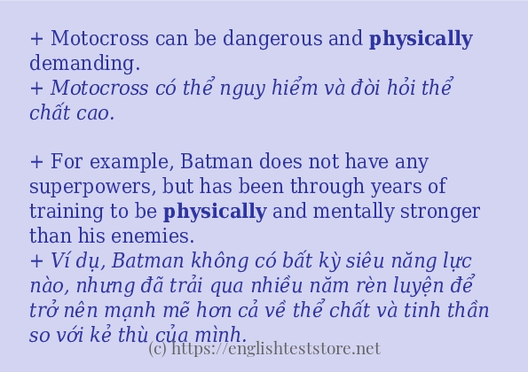 Cách sử dụng và câu ví dụ của từ physically