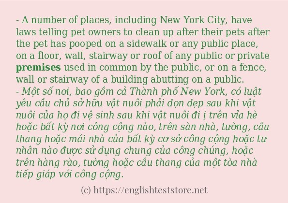 Cách sử dụng và câu ví dụ của từ premises