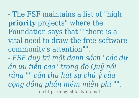 Cách sử dụng và câu ví dụ của từ priority