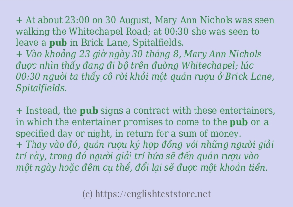 Cách sử dụng và câu ví dụ của từ pub