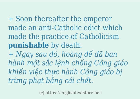 Cách sử dụng và câu ví dụ của từ punishable