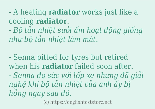 Cách sử dụng và câu ví dụ của từ radiator
