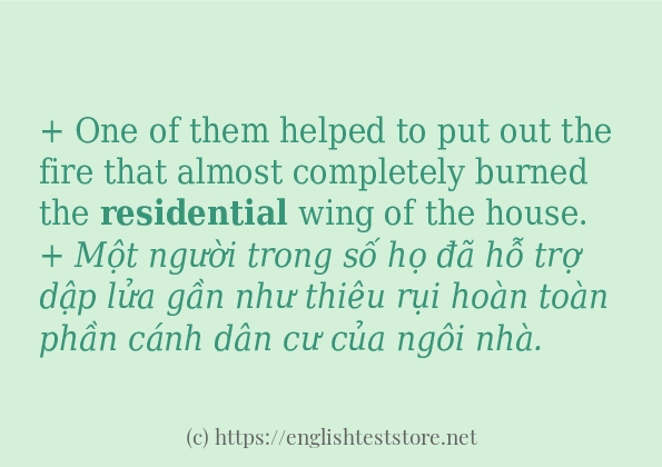 Cách sử dụng và câu ví dụ của từ residential