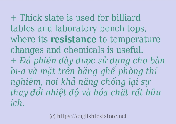 Cách sử dụng và câu ví dụ của từ resistance