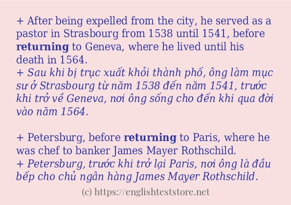 Cách sử dụng và câu ví dụ của từ returning