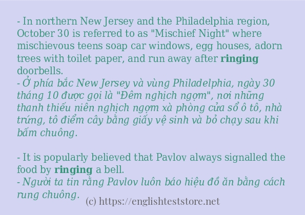 Cách sử dụng và câu ví dụ của từ ringing