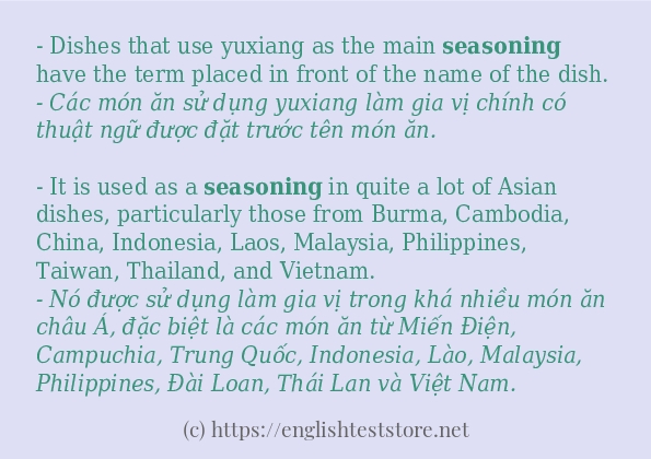 Cách sử dụng và câu ví dụ của từ seasoning