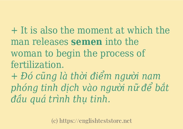 Cách sử dụng và câu ví dụ của từ semen Cách sử dụng và câu ví dụ của từ semen