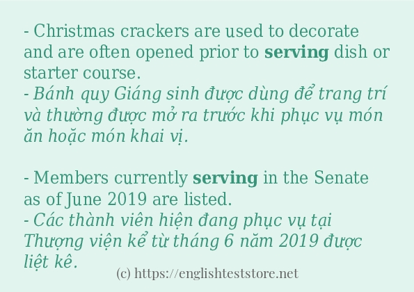 Cách sử dụng và câu ví dụ của từ serving