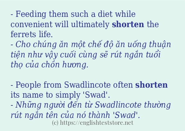 Cách sử dụng và câu ví dụ của từ shorten