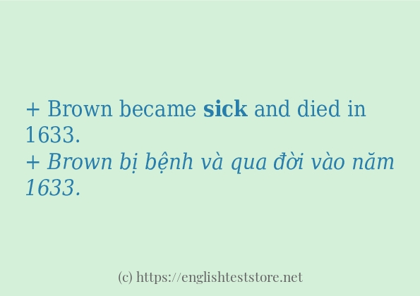 Cách sử dụng và câu ví dụ của từ sick