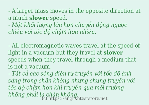 Cách sử dụng và câu ví dụ của từ slower