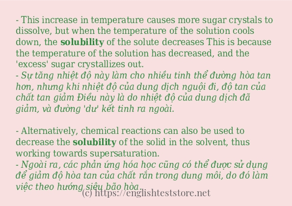 Cách sử dụng và câu ví dụ của từ solubility