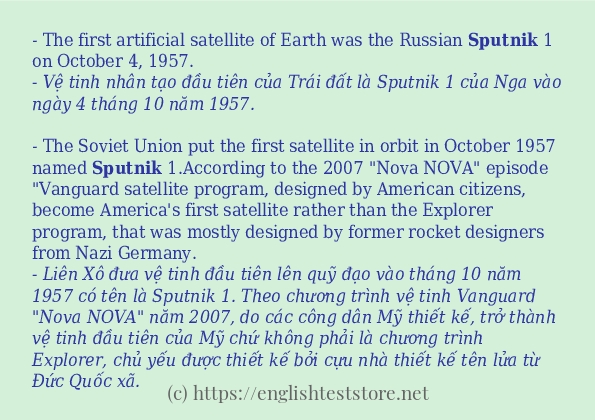 Cách sử dụng và câu ví dụ của từ sputnik