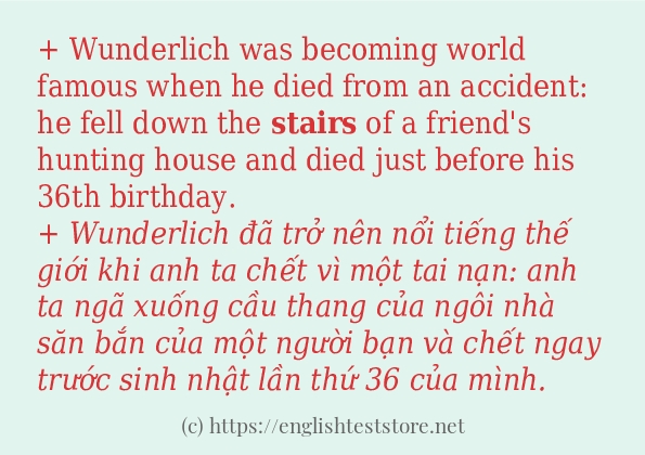 Cách sử dụng và câu ví dụ của từ stairs