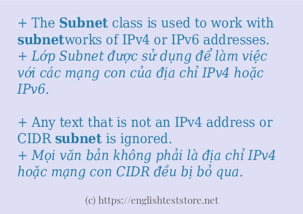 Cách sử dụng và câu ví dụ của từ subnet